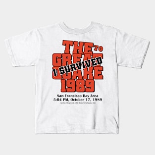 I Survived The Great Quake Vintage 80s 1989 Earthquake Kids T-Shirt